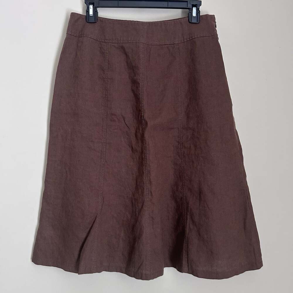 Choices Collection Linen Skirt Women’s M Brown Paneled Midi A-Line Flare